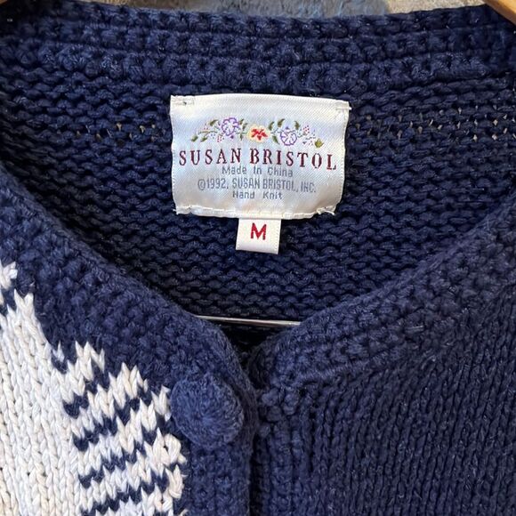 Vintage Susan Bristol Hand Knit Floral Ramie Cotton Cardigan - Picture 5 of 7